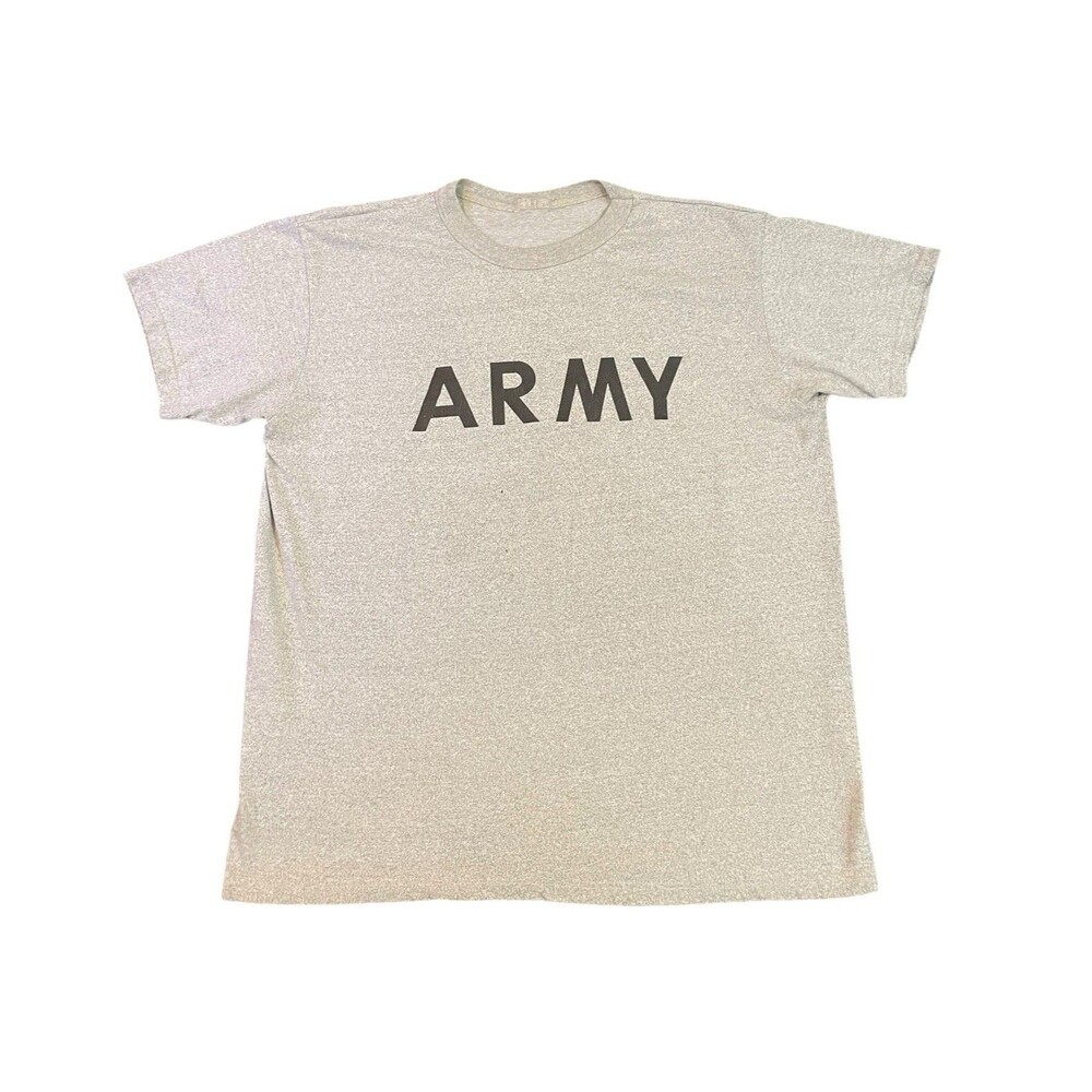 Vintage Army Grey Black Physical Fitness Uniform T Shirt Fits Men’s XL USA